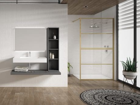 Velar Clear Walk-In 1000Mm Brushed Brass