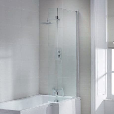 L Shape Bath Screen With Rail 6Mm