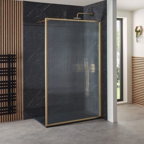 Velar Fluted Walk-In 1200Mm Brushed Brass
