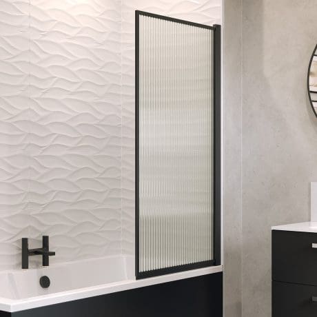 Velar Fluted Bathscreen 800 Black