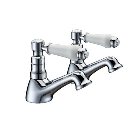 White Lever Basin Taps Chrome