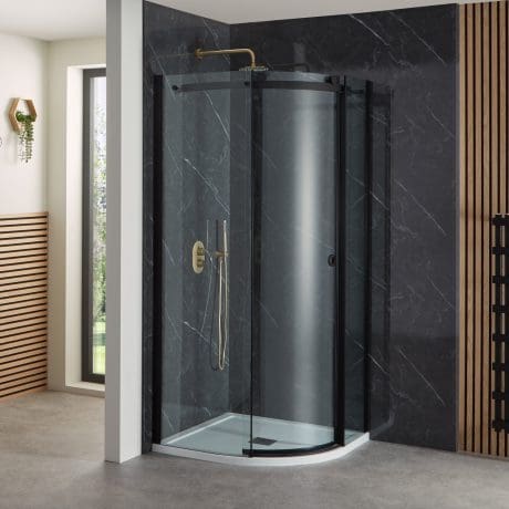 Sphere 1200X800 Quad Cubicle Blk/Clear R/H