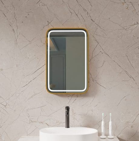 Luma Rectangle Led Mirror Brass 600 X 800
