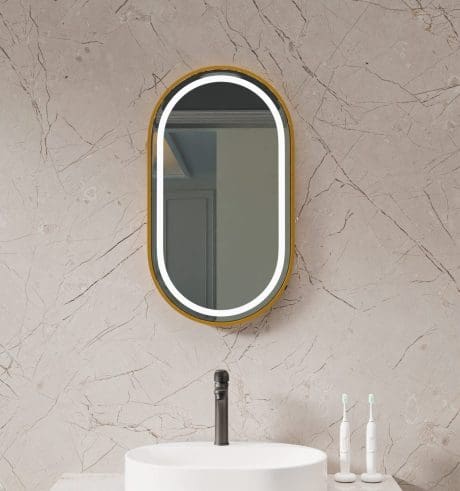 Luma Oval Led Mirror Brass 450 X 800