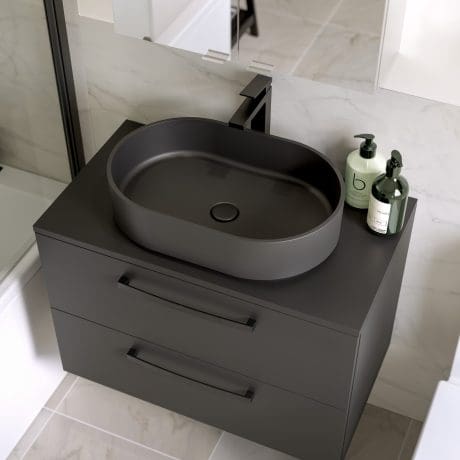 Palma Oval 550 Stone Basin Black