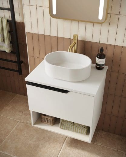 Palma Oval 400 Stone Basin White