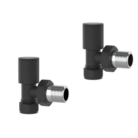 Angled Rad Valves (Pair) Black