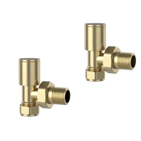 Angled Rad Valves (Pair) Brush Brass
