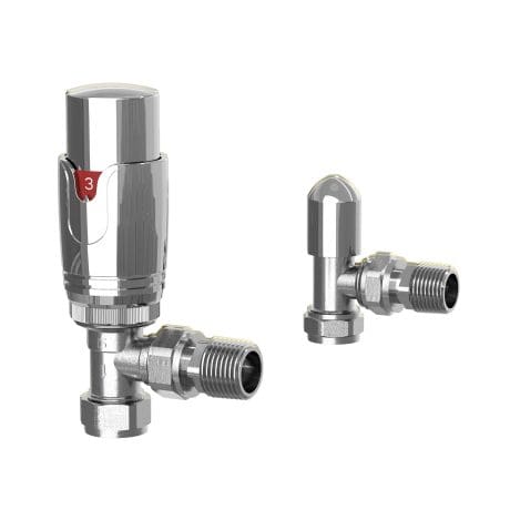 Angled Thermostatic Valve Set Chrome