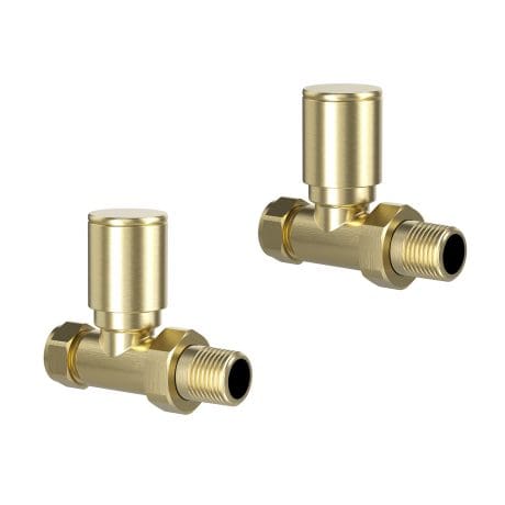 Straight Rad Valves (Pair) Brush Brass