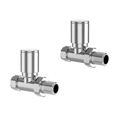 Straight Rad Valves (Pair) Chrome