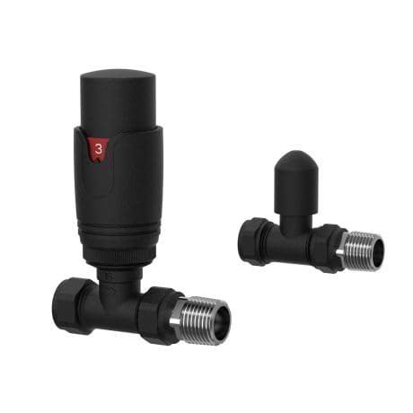 Straight Thermostatic Valve Set Black