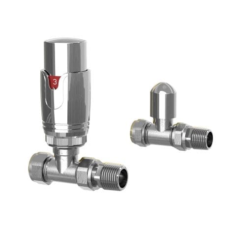 Straight Thermostatic Valve Set Chrome