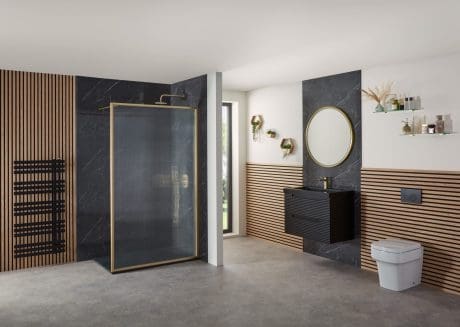Velar Fluted Walk-In 1200Mm Black
